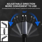 Car Charger | Retractable Dual Cords & USB-C/Lightning Adapters | 4-in-1