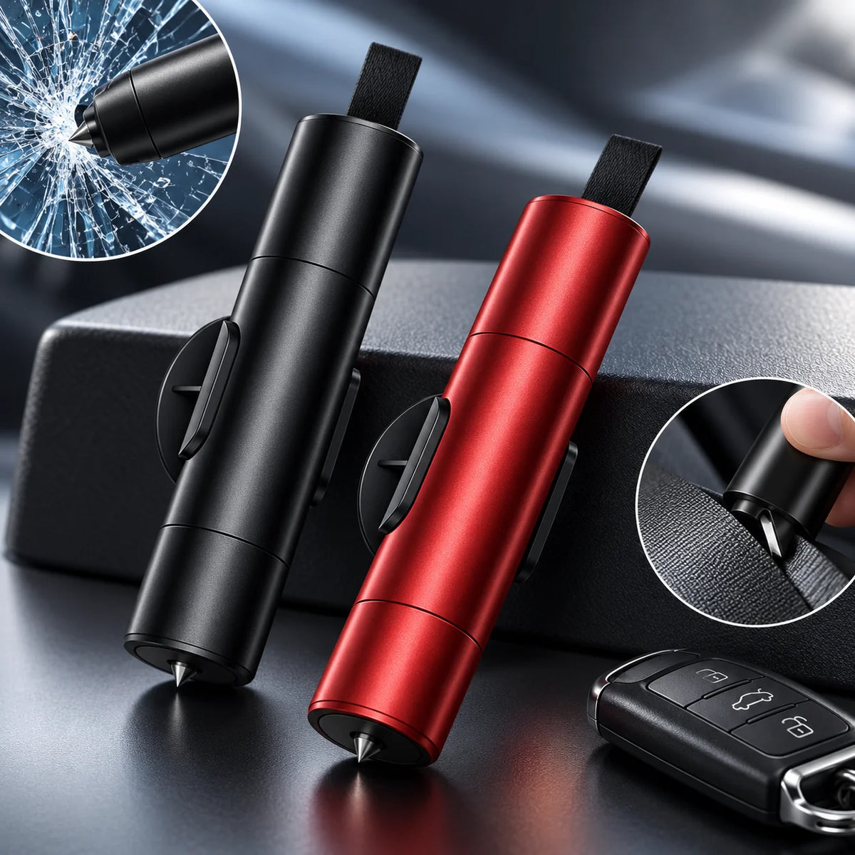 Car Escape Tool | Glass Breaker & Seatbelt Cutter | Keyring-Ready