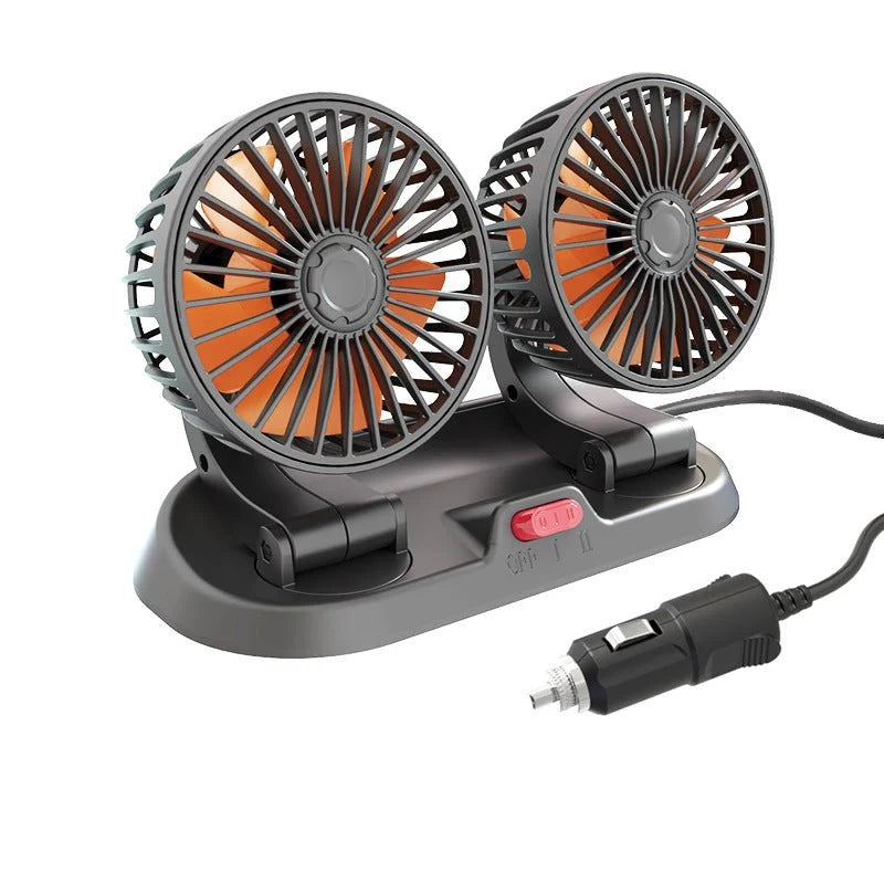 Car Fan | Dual-Head 360° Rotation & Two-Speed Settings