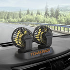 Car Fan | Dual-Head 360° Rotation & Two-Speed Settings