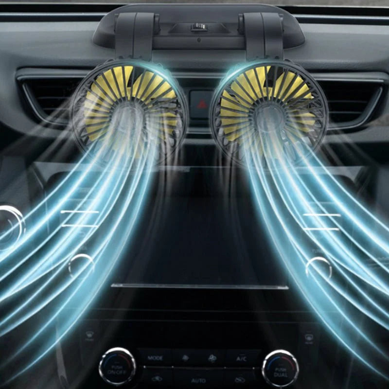 Car Fan | Dual-Head 360° Rotation & Two-Speed Settings