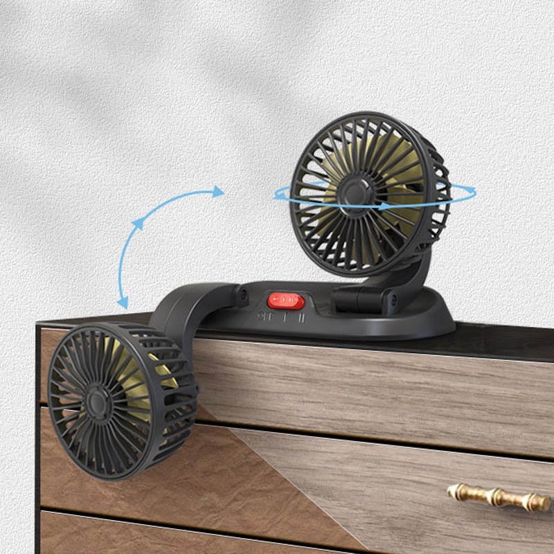 Car Fan | Dual-Head 360° Rotation & Two-Speed Settings