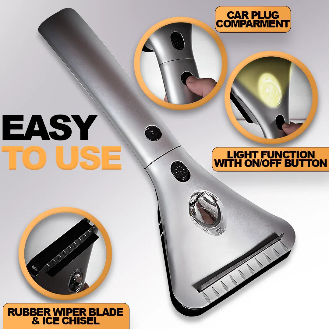 Car Ice Scraper | 12V Heated & LED Light | 14-Foot Cord