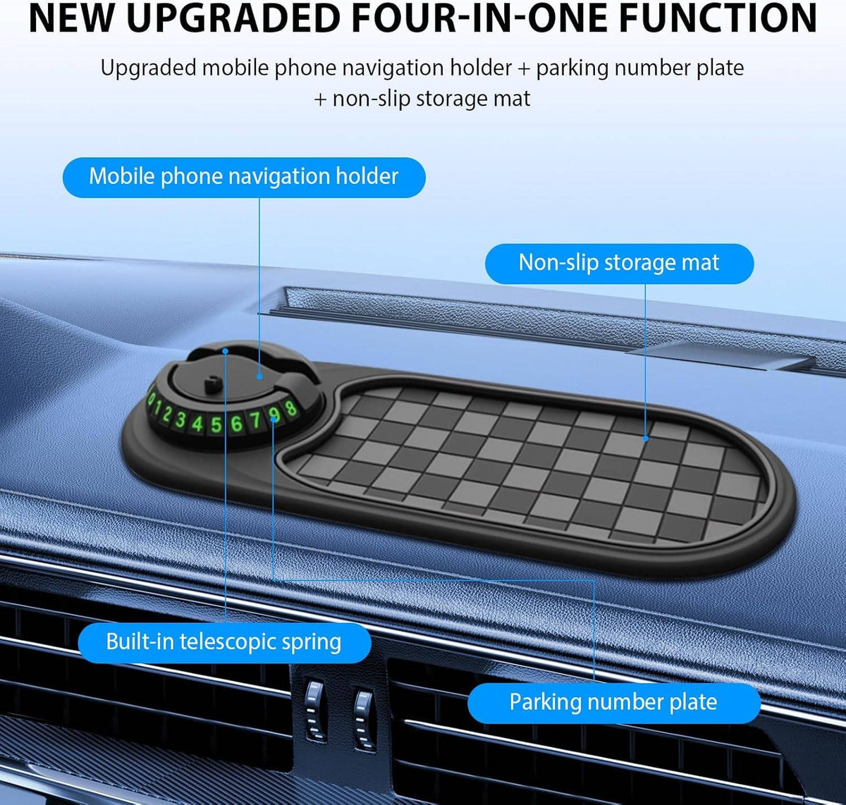 Car Phone Holder | Adjustable One-Handed Grip & 360° Rotation | Dashboard Mount