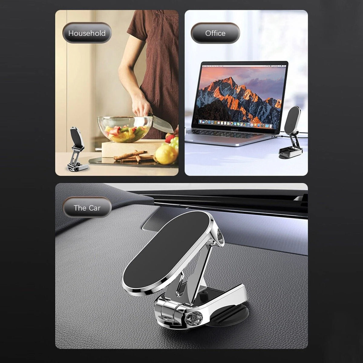 Car Phone Holder | Magnetic & Foldable | 720° Adjustable Swivel