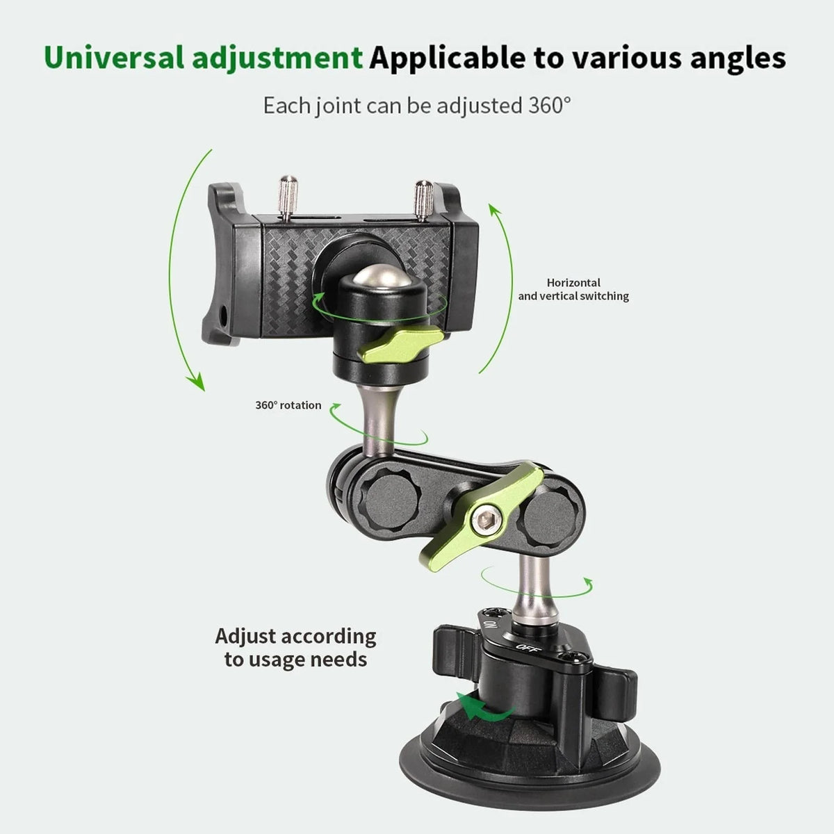 Car Phone Holder | Strong Suction & 960° Rotation | Hidden Rearview Mount