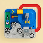 Car Track Playset | Mechanical & Modular | Includes 4 Mini Cars