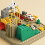 Car Track Playset | Mechanical & Modular | Includes 4 Mini Cars