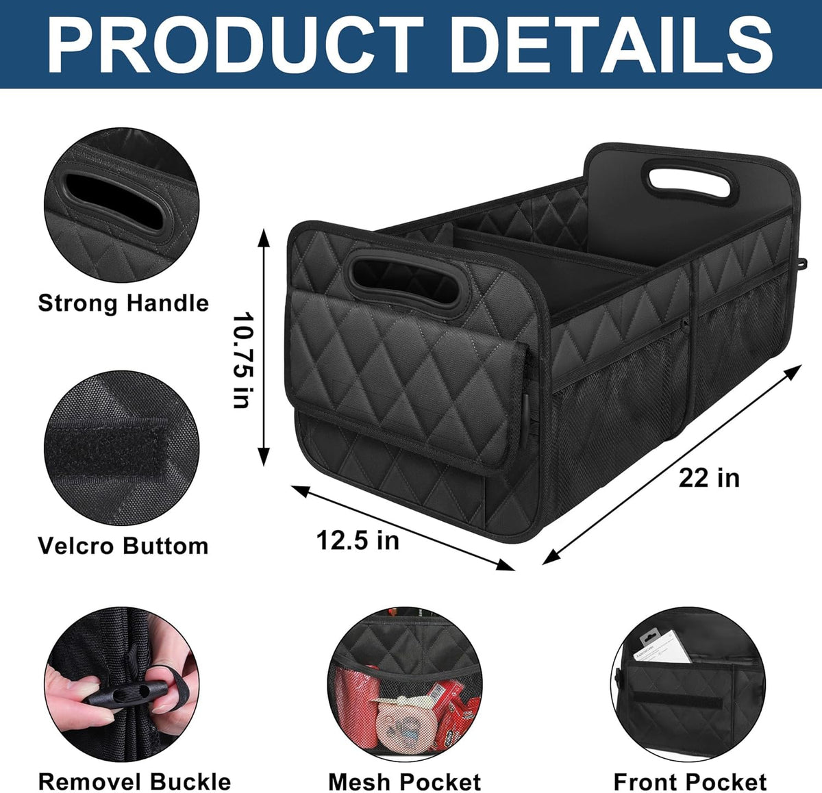 Car Trunk Organizer | 600D Waterproof Polyester & Foldable | 50L Capacity