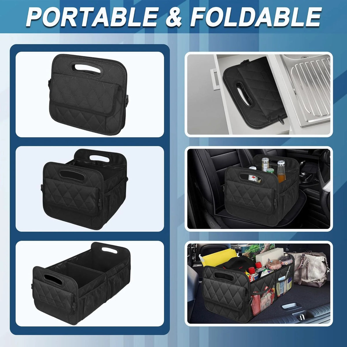 Car Trunk Organizer | 600D Waterproof Polyester & Foldable | 50L Capacity