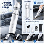 Car Vacuum | Cordless & Handheld Mini-Compact | Includes Accessories