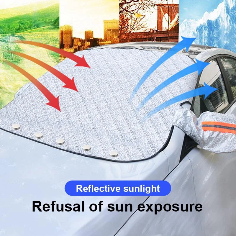 Car Windshield Cover | Magnetic Fit & Side Mirror Protection | Snow & Sun Shield