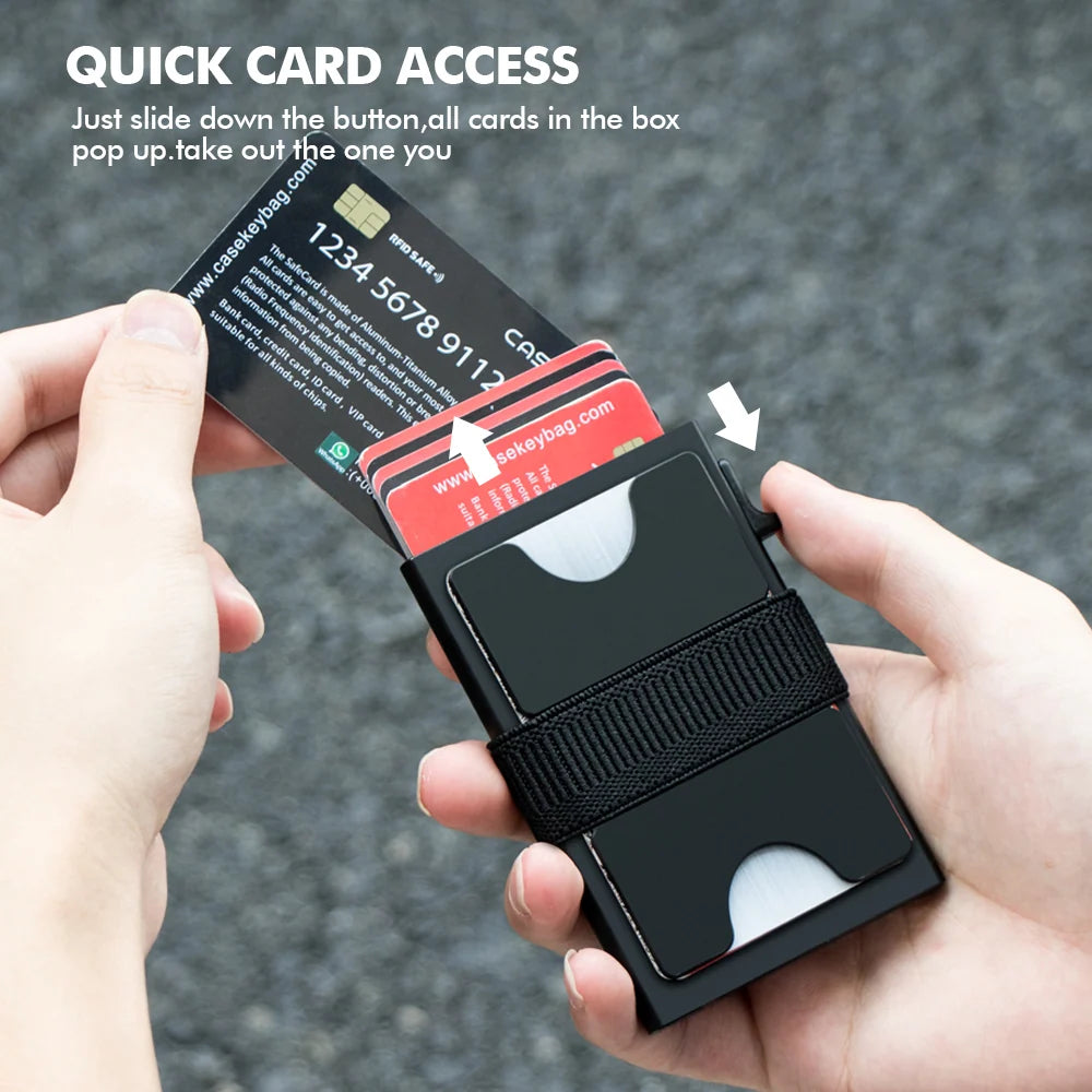 Card Wallet | Aluminum RFID-Blocking Pop-Up Design | 12-Card Capacity
