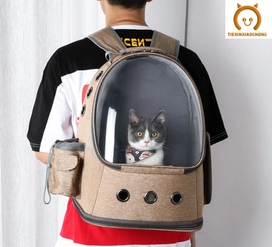 Cat Backpack | Space Capsule Design & Transparent Bubble Window