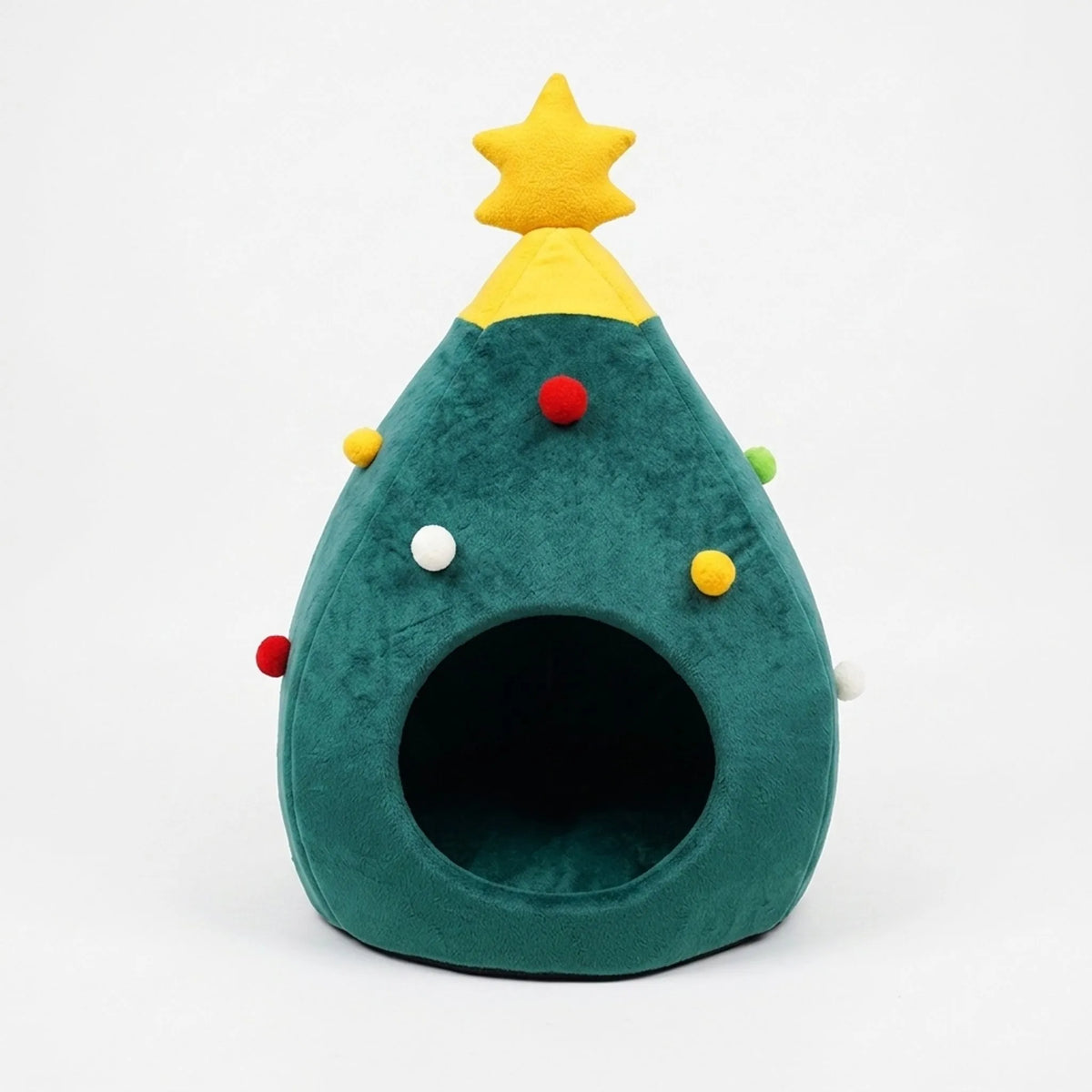 Cat Bed | Christmas Tree Shape & Soft Plush | Size M & L
