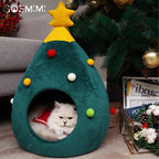 Cat Bed | Christmas Tree Shape & Soft Plush | Size M & L