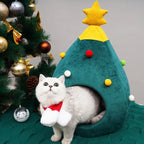 Cat Bed | Christmas Tree Shape & Soft Plush | Size M & L