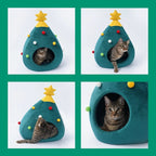 Cat Bed | Christmas Tree Shape & Soft Plush | Size M & L
