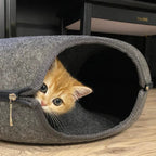 Cat Bed & Playhouse | Donut-Shaped Plush & Non-Slip Bottom