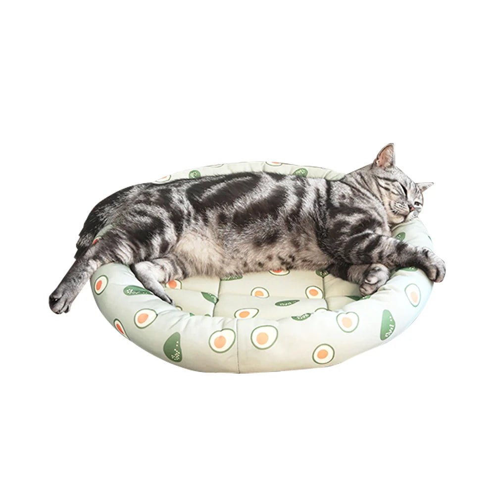 Cat Bed | Plush Padded & Machine-Washable | Avocado Design