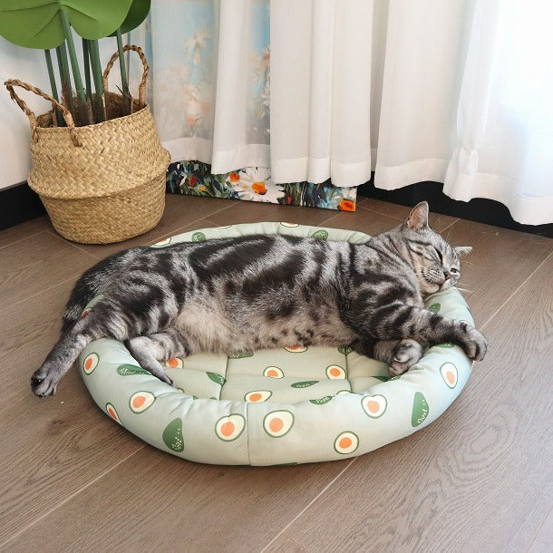 Cat Bed | Plush Padded & Machine-Washable | Avocado Design