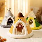 Cat Bed Tent | Fleece & Plush Cozy Cave | Non-Slip Base