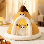 Cat Bed Tent | Fleece & Plush Cozy Cave | Non-Slip Base