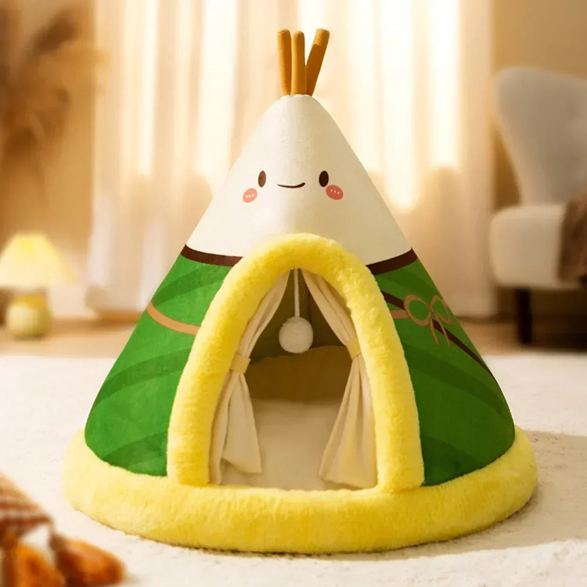 Cat Bed Tent | Fleece & Plush Cozy Cave | Non-Slip Base