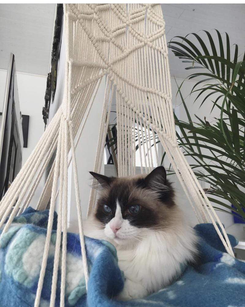 Cat Bed | Wall-Hanging Macramé & Soft Cotton | 180 x 35 cm