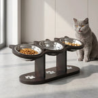 Cat Feeding Station | Elevated 15° Tilt & Stainless Steel Bowls