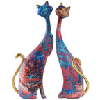 Cat Figurines | Durable Resin & Gold Accents | Set of 2