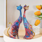 Cat Figurines | Durable Resin & Gold Accents | Set of 2