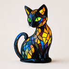 Cat Night Light | Stained Glass & Curved Base | 17 cm