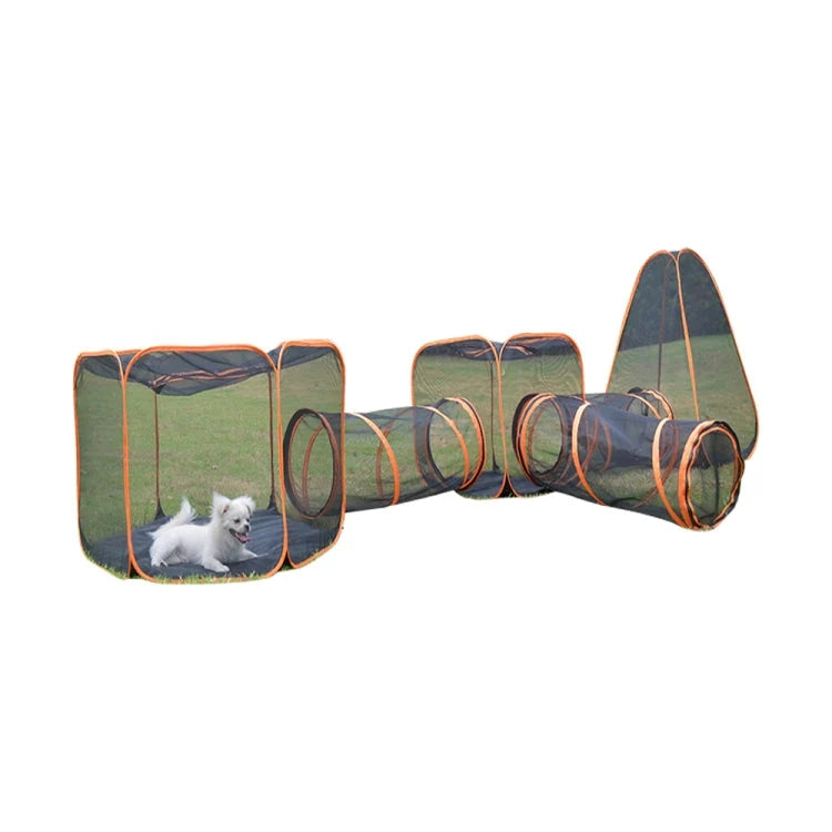 Cat Play Tent & Tunnel | Foldable Mesh & Steel Frame | For Kittens & Small Pets