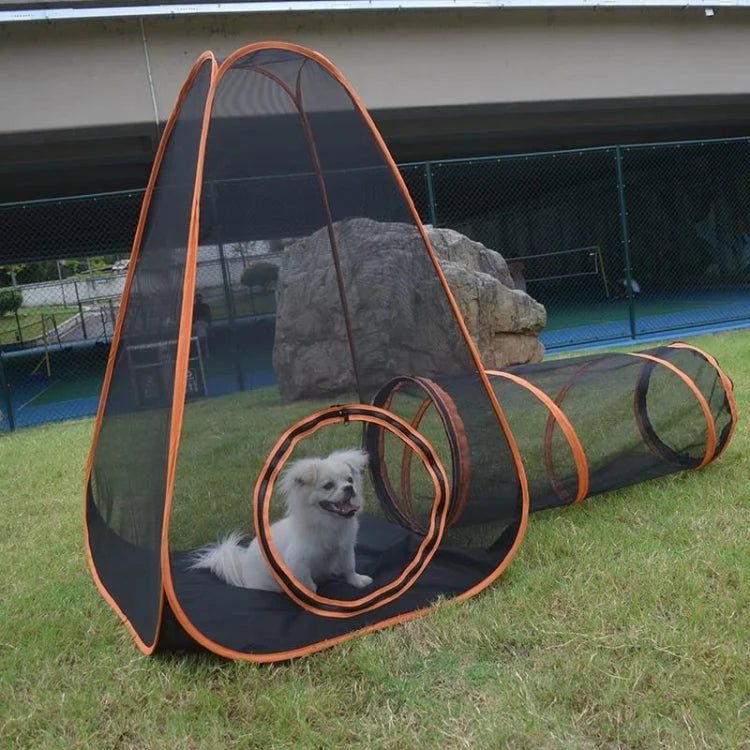 Cat Play Tent & Tunnel | Foldable Mesh & Steel Frame | For Kittens & Small Pets