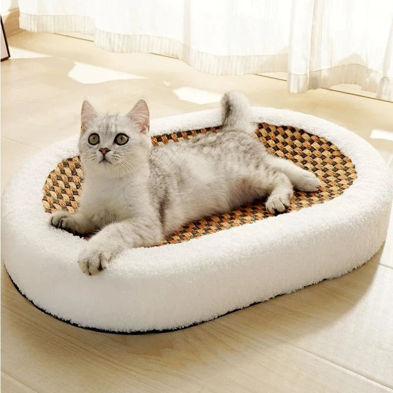 Cat Scratching Lounge Bed | Soft Plush & Natural Fiber