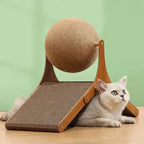 Cat Scratching Post | Rotating Sisal Ball & Cardboard Ramp