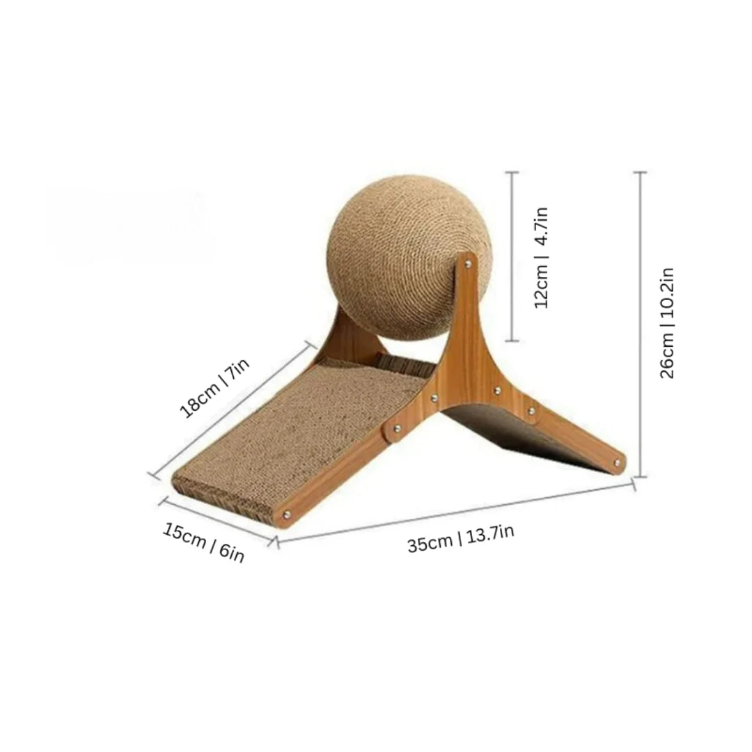 Cat Scratching Post | Rotating Sisal Ball & Cardboard Ramp
