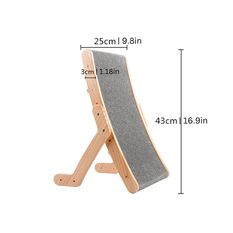 Cat Scratching Ramp | Curved Lounging & Scratching Natural Wood Base | Small & Large