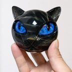 Cat Sculpture | Glossy Marble-Look & Expressive Eyes | 8 × 8 × 9 cm