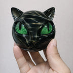 Cat Sculpture | Glossy Marble-Look & Expressive Eyes | 8 × 8 × 9 cm