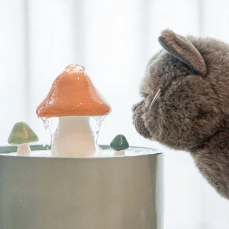 Cat Water Fountain | Ceramic Mushroom & 5-Stage Filtration