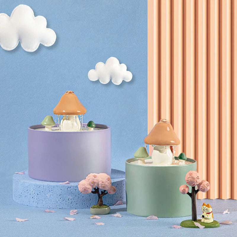 Cat Water Fountain | Ceramic Mushroom & 5-Stage Filtration