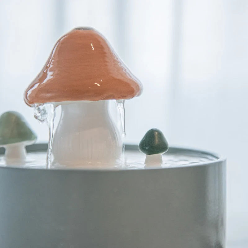 Cat Water Fountain | Ceramic Mushroom & 5-Stage Filtration