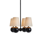 Ceiling Chandelier | Brass Body & Fabric Shades | 4-Arm 46 cm