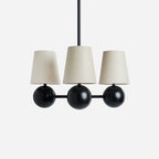 Ceiling Chandelier | Brass Body & Fabric Shades | 4-Arm 46 cm