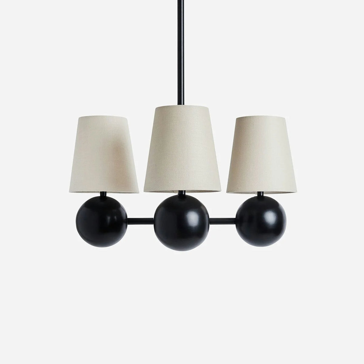 Ceiling Chandelier | Brass Body & Fabric Shades | 4-Arm 46 cm