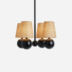 Ceiling Chandelier | Brass Body & Fabric Shades | 4-Arm 46 cm