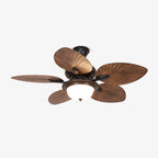 Ceiling Fan | Tropical Leaf & Wood-Grain Blades | 6-Speed Remote & Integrated Light