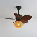 Ceiling Fan With Light | Hemp Rope Shade & Remote Control | 30 in Diameter